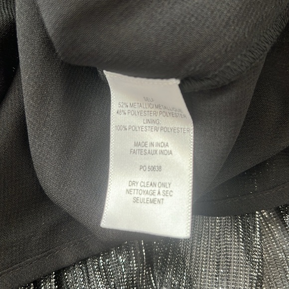 NWT Misa Los Angeles Black Silver Sheer Bodice Ruffled L/S Mini Dress Small - Picture 7 of 10